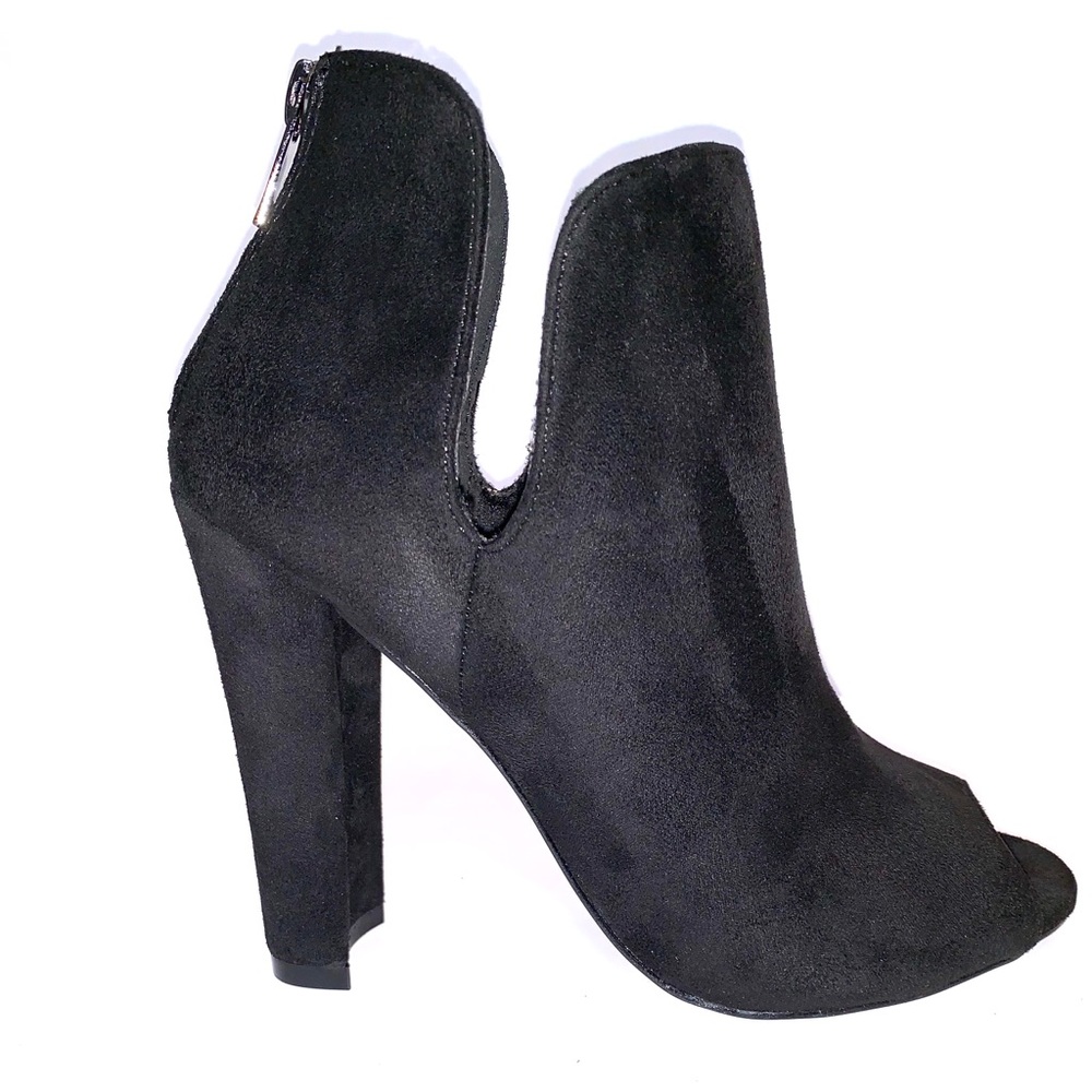 Black peep toe booties